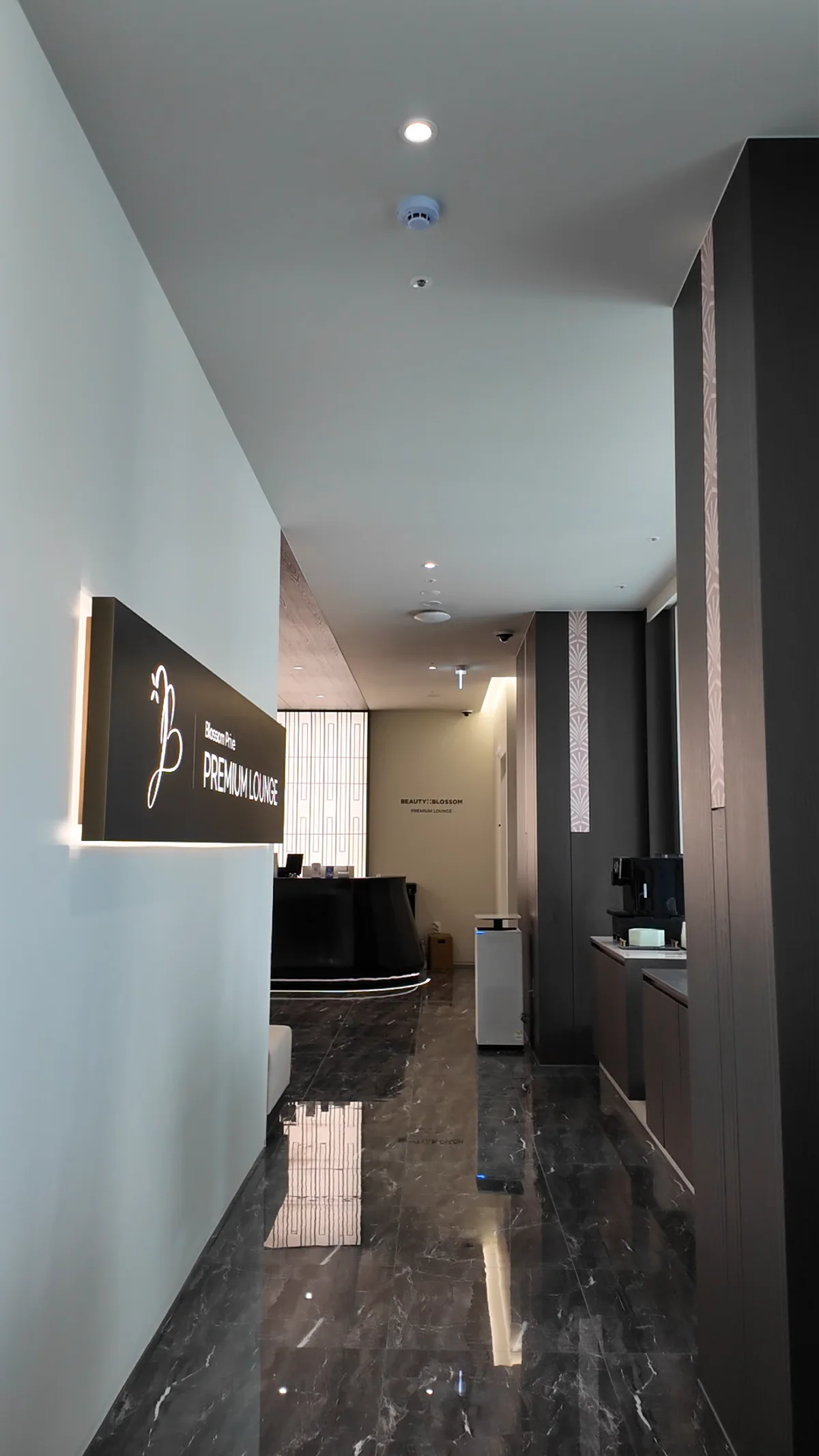 Clinic corridor leading to interior rooms